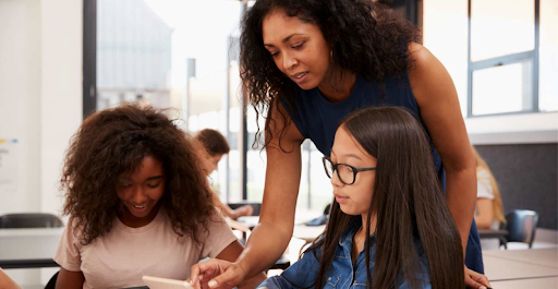 teacher with students